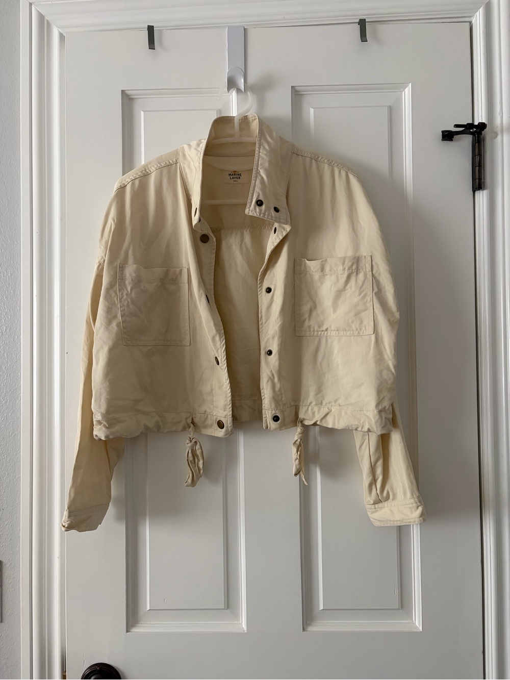 Marine Layer Cream Lightweight Jacket with Subtle Logo Tag